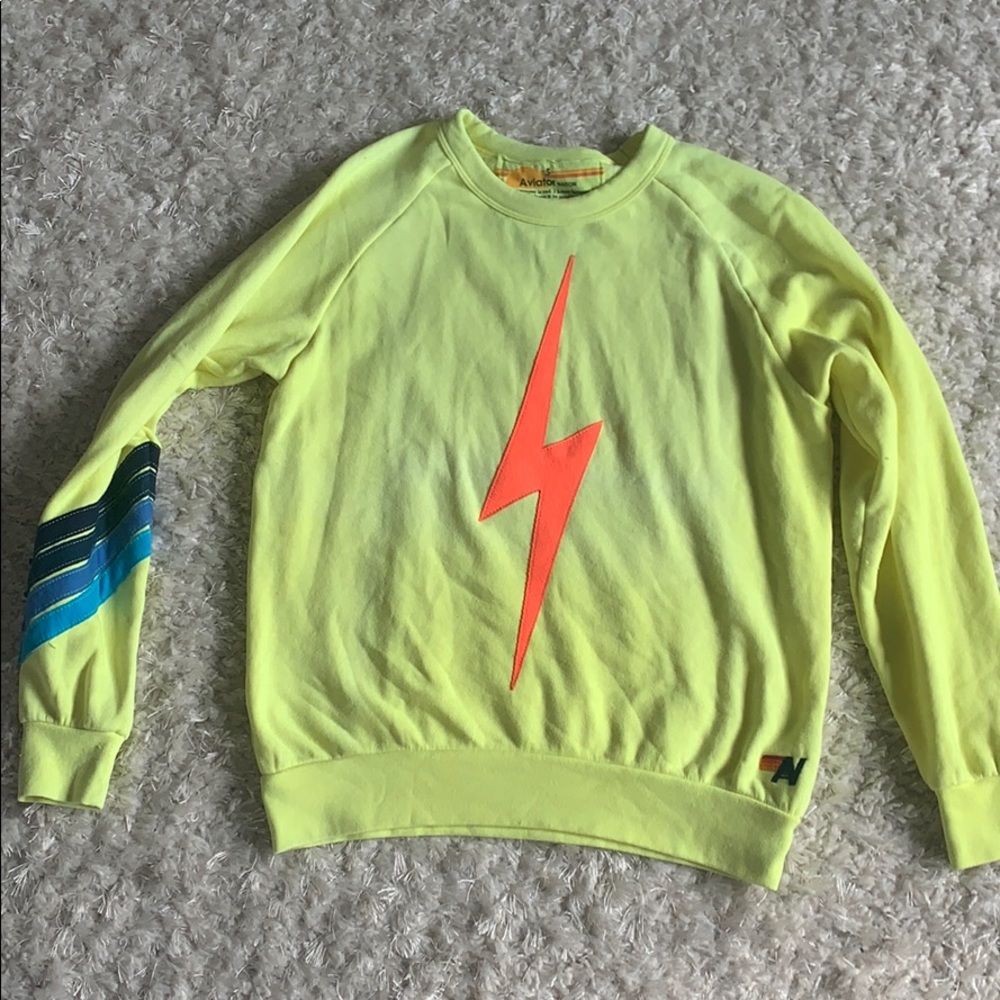 NWT Aviator Nation Sweatshirt Neon Yellow Bolt